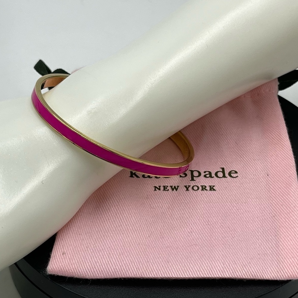 Kate Spade Rise Above Inspirational Hot Pink Gold Plated Bangle Bracelet